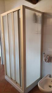 een douche in een badkamer met een toilet en een wastafel bij B&B Il Loto in Vailate