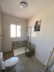 ein Badezimmer mit einem WC und einer Badewanne in der Unterkunft Casa Palma in Alhaurín de la Torre