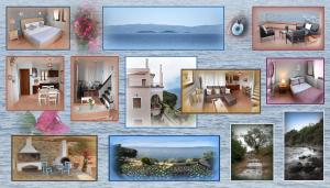 un collage de fotos de casas y del océano en Goddesses Villa 1 in Nies, en Soúrpi