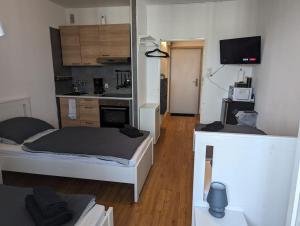 Kuchyň nebo kuchyňský kout v ubytování Zentrales Studio-Apartment in Linz, Arbeiter-hit