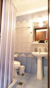 a bathroom with a toilet and a sink at House Chrysoula Mitsokopi in Sarti