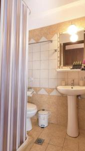 a bathroom with a toilet and a sink at House Chrysoula Mitsokopi in Sarti
