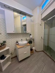 ein Badezimmer mit Waschbecken und Dusche in der Unterkunft Le duo des Garennes - Entre confort & indépendance - Cour extérieure en centre ville de Blois in Blois + 22 Fotos