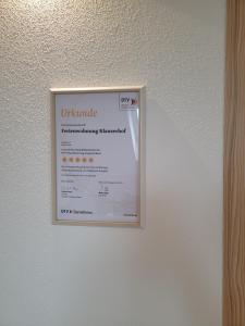 Certifikát, hodnocení, plakát nebo jiný dokument vystavený v ubytování Ferienwohnung Klauserhof
