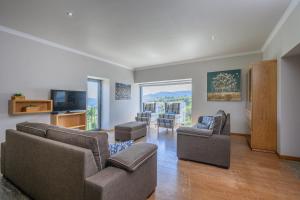 een woonkamer met 2 banken en een televisie bij Feel Discovery Douro LAS House in Peso da Régua