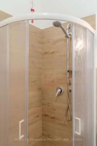 a shower with a shower head in a bathroom at AFFITTACAMERE RISTORANTE GUAITA SANT'EUTIZIO in Preci