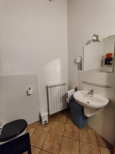 a bathroom with a sink and a toilet at Rustico del Bozzo in Castelleone di Suasa