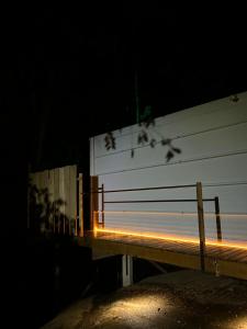 a blurry picture of a building at night at Cabana do Araujo in Paraty