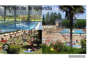 a collage of two pictures of a swimming pool at Luxury private Flat City Center, AC & Parking gratuito in Madrid