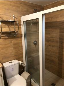 uma casa de banho com um WC e um chuveiro em Apartamentos Carmela #2 em Siguatepeque