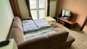 un soggiorno con divano e TV a schermo piatto di Apartment Ostrava a Zábřeh nad Odrou