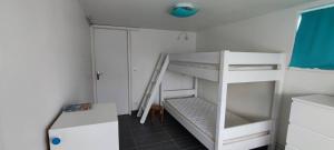 ein kleines Zimmer mit einem Etagenbett und einer Leiter in der Unterkunft La Nantaise de la mer in Saint-Hilaire-de-Riez
