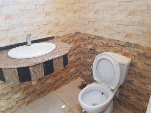 uma casa de banho com um WC e um lavatório em New Mabroka em Nuweiba