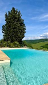 ein großer Pool mit einem Baum im Hintergrund in der Unterkunft Tenuta Poggio Al Tufo in Certaldo