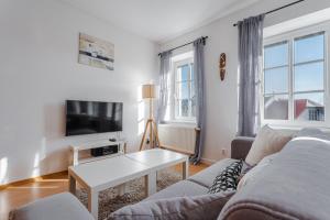 salon z kanapą i telewizorem w obiekcie Boží Dar 95 w mieście Boží Dar