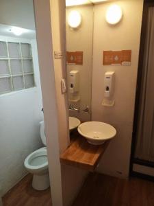 a bathroom with a toilet and a sink at Atatau hostel in La Paz