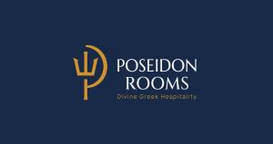 a logo for the production rooms during greek hospitality at Poseidon Rooms in Kala Nera