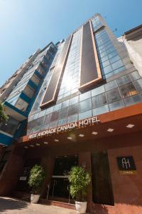 a building with a sign on the front of it at Rede Andrade Canada in Rio de Janeiro