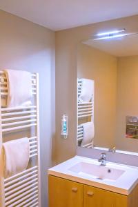 ディジョンにあるアパートホテル アダジオ アクセス ディジョン レピュブリックのバスルーム(洗面台、鏡付)