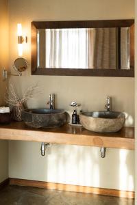 two sinks on a counter in a bathroom at Sandfontein Lodge & Nature Reserve in Sandfontein