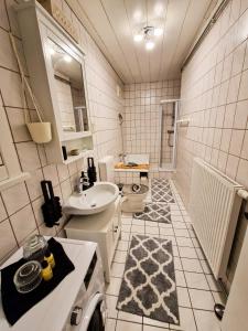 a bathroom with a sink and a washing machine at Apartment Alois in Murau