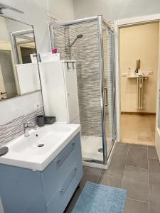 Et badeværelse på One bedroom apartement with furnished terrace and wifi at Monza