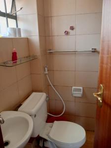 a bathroom with a toilet and a sink at Best suites ngara in Nairobi