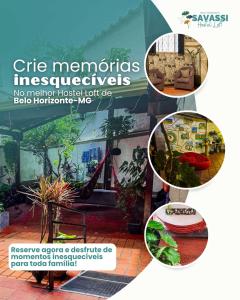 uma colagem de fotos de uma casa com plantas em Savassi Hostel em Belo Horizonte