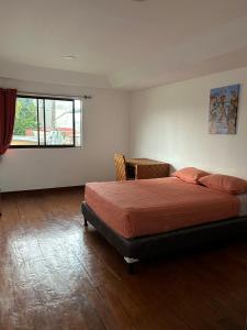 una camera con un grande letto e una finestra di Sabana Green House a Hatillo