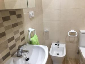 a bathroom with a sink and a toilet at La casa de Manuel en Ortigueira in A Coruña