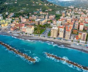 an aerial view of a beach in a city at B&B Petit déjeuner in Chiavari