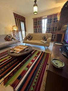 - un salon avec un canapé et un tapis dans l'établissement Marasi Catania, au Caire