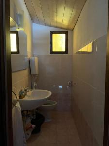a bathroom with a sink and a toilet at Casa Regina in Dongo