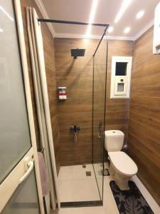 a bathroom with a toilet and a shower at Youvala serviced apartment Giza in Cairo