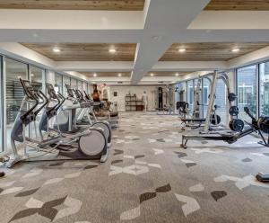 a gym with treadmills and machines in a building at RiverWalk PentHouse Oasis w/Free Parking Gym Pool in San Antonio