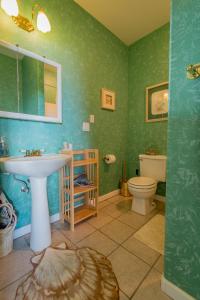 a bathroom with a sink and a toilet at Aloha Alaska Vacation Rentals in Homer