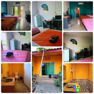 un collage de diferentes fotos de una habitación en Six Nature Resort, en Chiang Rai