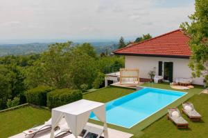 a villa with a swimming pool and a house at Villa Plešivica view in Plešivica