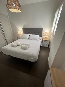 a bedroom with a large bed with towels on it at Coello_31 in Jaén