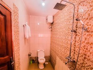 Kisoro的住宿－Mianzi Guest House，一间带卫生间和淋浴的小浴室