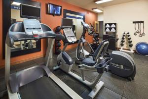 a gym with two tread machines and a treadmill at Hampton Inn Taos in Taos