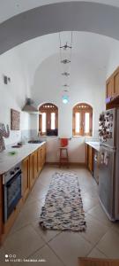 cocina con nevera y encimera en The Green House en Hurghada
