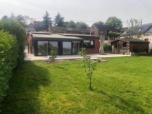 un pequeño árbol en el patio de una casa en Le Coeur sur la Main en Namur