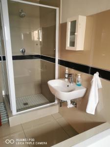 a bathroom with a sink and a shower at Fifteen Bee in Richards Bay