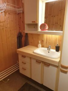Ένα μπάνιο στο Idyllic lakeside cabin with private beach and boat