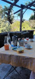 a table with food and drinks on top of it at Glycines et jasmins in Le Chambon