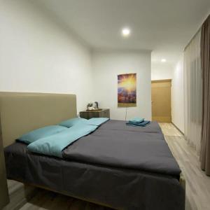 1 dormitorio con 1 cama grande y una pintura en la pared en Hin Tun, en Artabuynkʼ