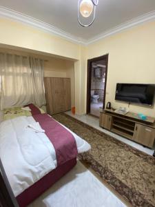 Televiisor ja/või meelelahutuskeskus majutusasutuses Pyramita Hotel