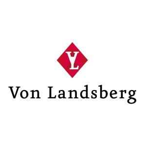 a red and black logo with the words you landlords at Von Landsberg 