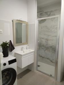 Ένα μπάνιο στο Modern Two Bedroom Apartment with Spacious Seaview Terrace and Free Parking +6 φωτογραφίες